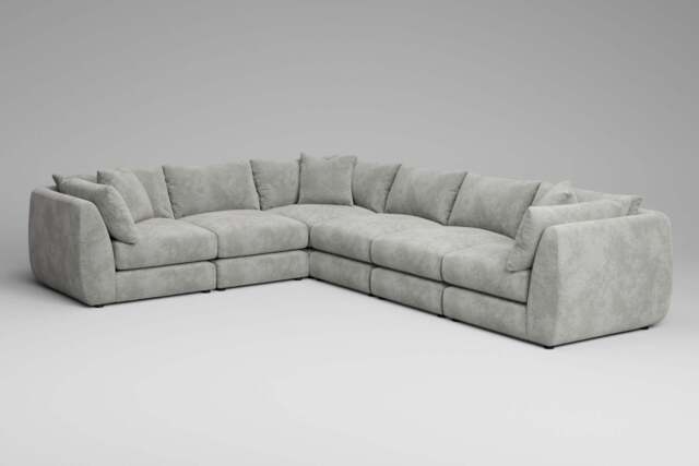 Utopia - 6 Piece - Rearrangeable Modular Sofa, Soft Woven Chenille / Pure / Tailored Trim - image 1