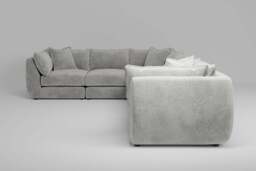 Utopia - 6 Piece - Rearrangeable Modular Sofa, Soft Woven Chenille / Pure / Tailored Trim - thumbnail 2