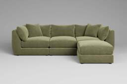 Utopia - 3 Piece with Footstool - Rearrangeable Modular Sofa, Cotton Blend / Jade / Casual Trim - thumbnail 7