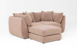 Utopia - 2 Piece with Footstool - Rearrangeable Modular Sofa, Cotton Blend / Chai / Casual Trim - thumbnail 3