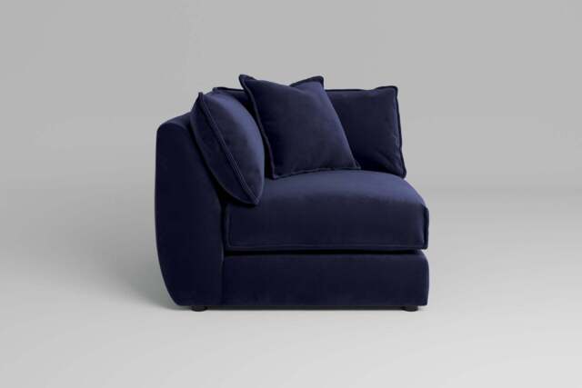 Utopia - All-in-one - Corner, left & right arm - Rearrangeable Modular Sofa, Soft Touch Velvet / Midnight Blue / Casual Trim