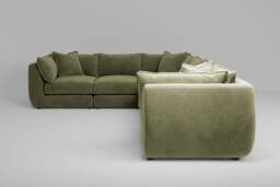 Utopia - 6 Piece - Rearrangeable Modular Sofa, Cotton Blend / Jade / Casual Trim
