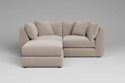 Utopia - 2 Piece with Footstool - Rearrangeable Modular Sofa, Basket Weave / Sand / Tailored Trim - thumbnail 4