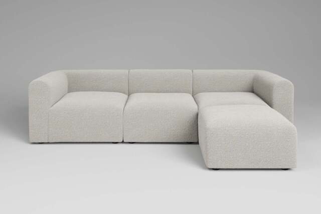 Aura - 3 Piece with Footstool - Rearrangeable Modular Sofa, Boucle / Ivory - image 1