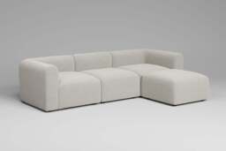 Aura - 3 Piece with Footstool - Rearrangeable Modular Sofa, Boucle / Ivory - thumbnail 3