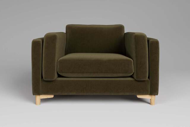 Fusion - Large Chair, Luxe Woven Velvet / Forest Green