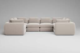 Zen - 6 Piece U Shape - Rearrangeable Modular Sofa, Plush Chenille / Chalk / Full-Width Back Cushions - thumbnail 2