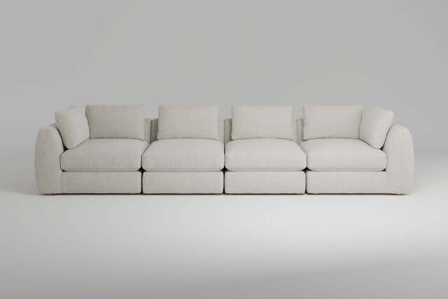 Zen - 4 Piece - Rearrangeable Modular Sofa, Boucle / Ivory / Standard Back Cushions - image 1