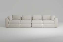 Zen - 4 Piece - Rearrangeable Modular Sofa, Boucle / Ivory / Standard Back Cushions - thumbnail 1