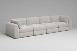 Zen - 4 Piece - Rearrangeable Modular Sofa, Boucle / Ivory / Standard Back Cushions - thumbnail 5
