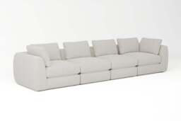 Zen - 4 Piece - Rearrangeable Modular Sofa, Boucle / Ivory / Standard Back Cushions - thumbnail 2
