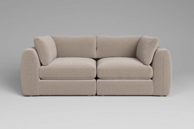Zen - 2 Piece - Rearrangeable Modular Sofa, Basket Weave / Sand / Full-Width Back Cushions - image 1
