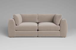 Zen - 2 Piece - Rearrangeable Modular Sofa, Basket Weave / Sand / Full-Width Back Cushions - thumbnail 1