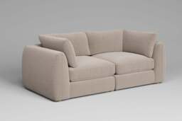 Zen - 2 Piece - Rearrangeable Modular Sofa, Basket Weave / Sand / Full-Width Back Cushions - thumbnail 5