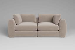 Zen - 2 Piece - Rearrangeable Modular Sofa, Basket Weave / Sand / Full-Width Back Cushions - thumbnail 2