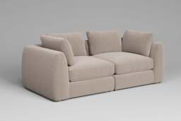 Zen - 2 Piece - Rearrangeable Modular Sofa, Basket Weave / Sand / Full-Width Back Cushions - thumbnail 6