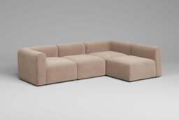 Aura - 4 Piece Open End - Rearrangeable Modular Sofa, Soft Touch Velvet / Soft Mink - thumbnail 3