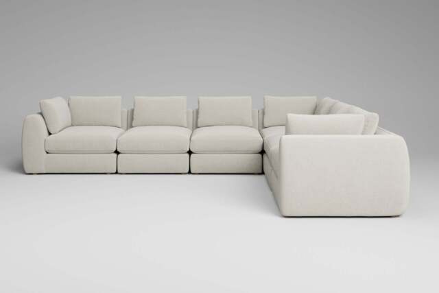 Zen - 6 Piece Corner - Rearrangeable Modular Sofa, Luxe Woven Velvet / Snow / Standard Back Cushions - image 1