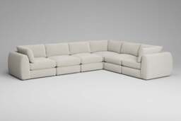 Zen - 6 Piece Corner - Rearrangeable Modular Sofa, Luxe Woven Velvet / Snow / Standard Back Cushions - thumbnail 4