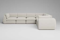 Zen - 6 Piece Corner - Rearrangeable Modular Sofa, Luxe Woven Velvet / Snow / Standard Back Cushions - thumbnail 3