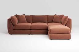 Utopia - 3 Piece with Footstool - Rearrangeable Modular Sofa, Soft Touch Velvet / Cinnamon / Tailored Trim - thumbnail 2