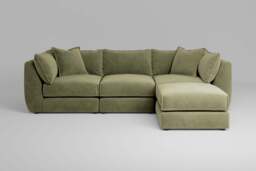 Utopia - 3 Piece with Footstool - Rearrangeable Modular Sofa, Soft Touch Velvet / Cinnamon / Tailored Trim - thumbnail 5