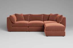 Utopia - 3 Piece with Footstool - Rearrangeable Modular Sofa, Soft Touch Velvet / Cinnamon / Tailored Trim - thumbnail 8