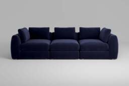 Zen - 3 Piece - Rearrangeable Modular Sofa, Soft Touch Velvet / Midnight Blue / Standard Back Cushions