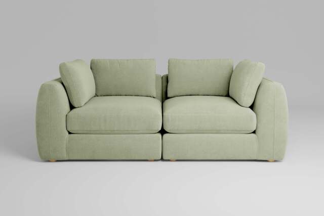Zen - 2 Piece - Rearrangeable Modular Sofa, Brushed Wool Feel / Sage / Standard Back Cushions - image 1