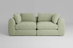 Zen - 2 Piece - Rearrangeable Modular Sofa, Brushed Wool Feel / Sage / Standard Back Cushions
