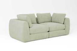 Zen - 2 Piece - Rearrangeable Modular Sofa, Brushed Wool Feel / Sage / Standard Back Cushions - thumbnail 2
