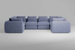 Zen - 6 Piece U Shape - Rearrangeable Modular Sofa, Brushed Wool Feel / Denim / Full-Width Back Cushions - thumbnail 2