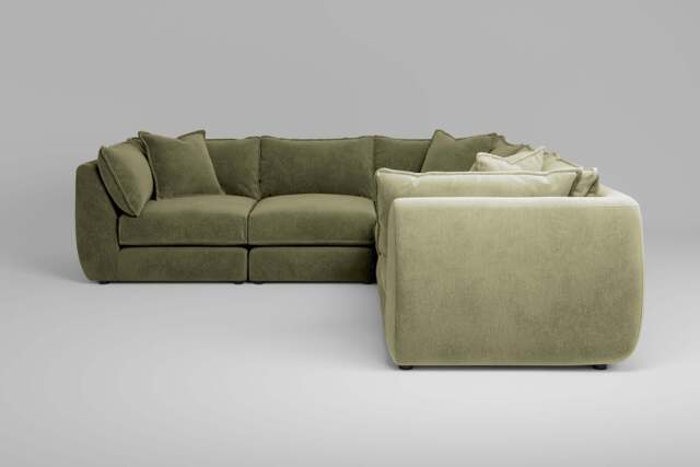 Utopia - 5 Piece - Rearrangeable Modular Sofa, Cotton Blend / Jade / Casual Trim - image 1