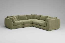 Utopia - 5 Piece - Rearrangeable Modular Sofa, Cotton Blend / Jade / Casual Trim - thumbnail 4