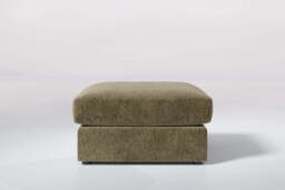 Large Storage Stool, Soft Woven Chenille / Olive - thumbnail 1