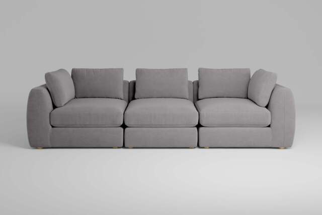 Zen - 3 Piece - Rearrangeable Modular Sofa, Brushed Wool Feel / Pewter / Standard Back Cushions - image 1