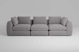 Zen - 3 Piece - Rearrangeable Modular Sofa, Brushed Wool Feel / Pewter / Standard Back Cushions - thumbnail 1