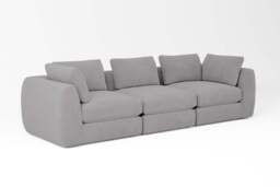 Zen - 3 Piece - Rearrangeable Modular Sofa, Brushed Wool Feel / Pewter / Standard Back Cushions - thumbnail 2