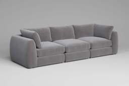 Zen - 3 Piece - Rearrangeable Modular Sofa, Brushed Wool Feel / Pewter / Standard Back Cushions - thumbnail 5