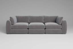 Zen - 3 Piece - Rearrangeable Modular Sofa, Brushed Wool Feel / Pewter / Standard Back Cushions - thumbnail 4