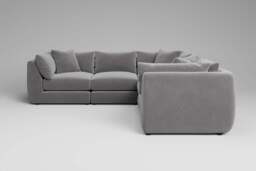 Utopia - 5 Piece - Rearrangeable Modular Sofa, Brushed Wool Feel / Pewter / Tailored Trim - thumbnail 5