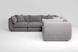Utopia - 5 Piece - Rearrangeable Modular Sofa, Brushed Wool Feel / Pewter / Tailored Trim - thumbnail 2