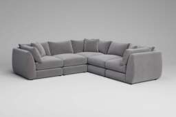 Utopia - 5 Piece - Rearrangeable Modular Sofa, Brushed Wool Feel / Pewter / Tailored Trim - thumbnail 1