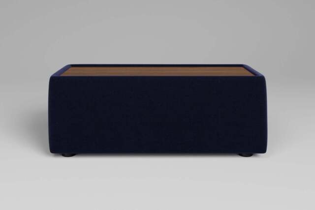 Utopia - Side Table - Rearrangeable Modular Sofa, Walnut / Soft Touch Velvet / Midnight Blue