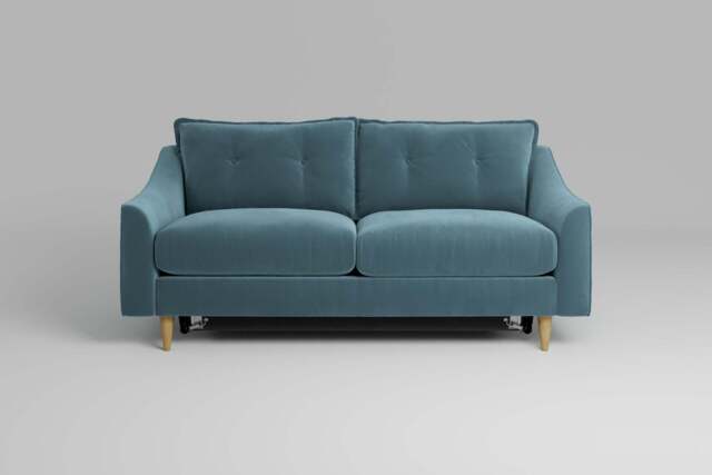 hush - 3 Seater Sofa Bed, Soft Touch Velvet / Sea Green