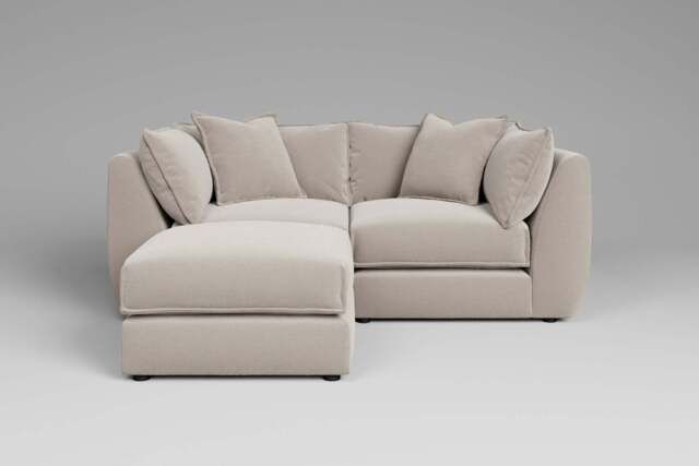 Utopia - 2 Piece with Footstool - Rearrangeable Modular Sofa, Plush Chenille / Chalk / Casual Trim - image 1