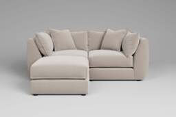 Utopia - 2 Piece with Footstool - Rearrangeable Modular Sofa, Plush Chenille / Chalk / Casual Trim