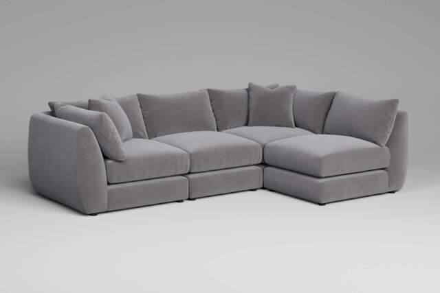 Utopia - 4 Piece Open End - Rearrangeable Modular Sofa, Brushed Wool Feel / Pewter / Tailored Trim - image 1