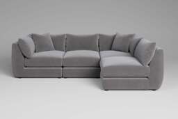 Utopia - 4 Piece Open End - Rearrangeable Modular Sofa, Brushed Wool Feel / Pewter / Tailored Trim - thumbnail 5