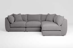 Utopia - 4 Piece Open End - Rearrangeable Modular Sofa, Brushed Wool Feel / Pewter / Tailored Trim - thumbnail 2